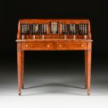 A GEORGE III STYLE MAHOGANY BONHEUR DE JOUR, BY MAITLAND-SMITH, MODERN, the curved rectangular top