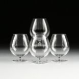 A GROUP OF FOUR LOBMEYR BRANDY SNIFTER STEMWARE, AUSTRIAN, MODERN, blown molded muslin glass with