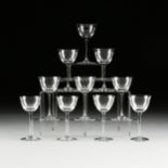 AN ASSEMBLED SET OF TEN LOBMEYR "PATRICIAN" LIQUEUR STEMWARE, JOSEF HOFFMAN, AUSTRIAN, DESIGNED