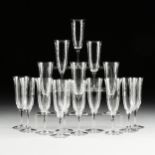 AN ASSEMBLED SET OF SIXTEEN LOBMEYER "PATRICIAN" CHAMPAGNE FLUTE STEMWARES, JOSEF HOFFMAN, AUSTRIAN,