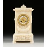 A CHARLES X WHITE ALABASTER GILT BRONZE MOUNTED CLOCK, MIROY FRERES BROTHERS, RETAILERS, CIRCA 1830,