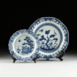 A GROUP OF TWO JAPANESE BLUE AND WHITE PORCELAIN WARES, CHARGER AND PLATE, ATTRIBUTED TO THE MEIJI