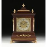 AN ANTIQUE NEW HAVEN CHIMING BRACKET CLOCK, WILCOCK PATENT CHIME, CIRCA 1900, the George III style