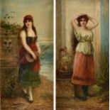 B. ROMANELLI (Italian 19th Century) A PAIR OF PAINTINGS, "Gypsy Beauty with Mandolin," AND "Auburn