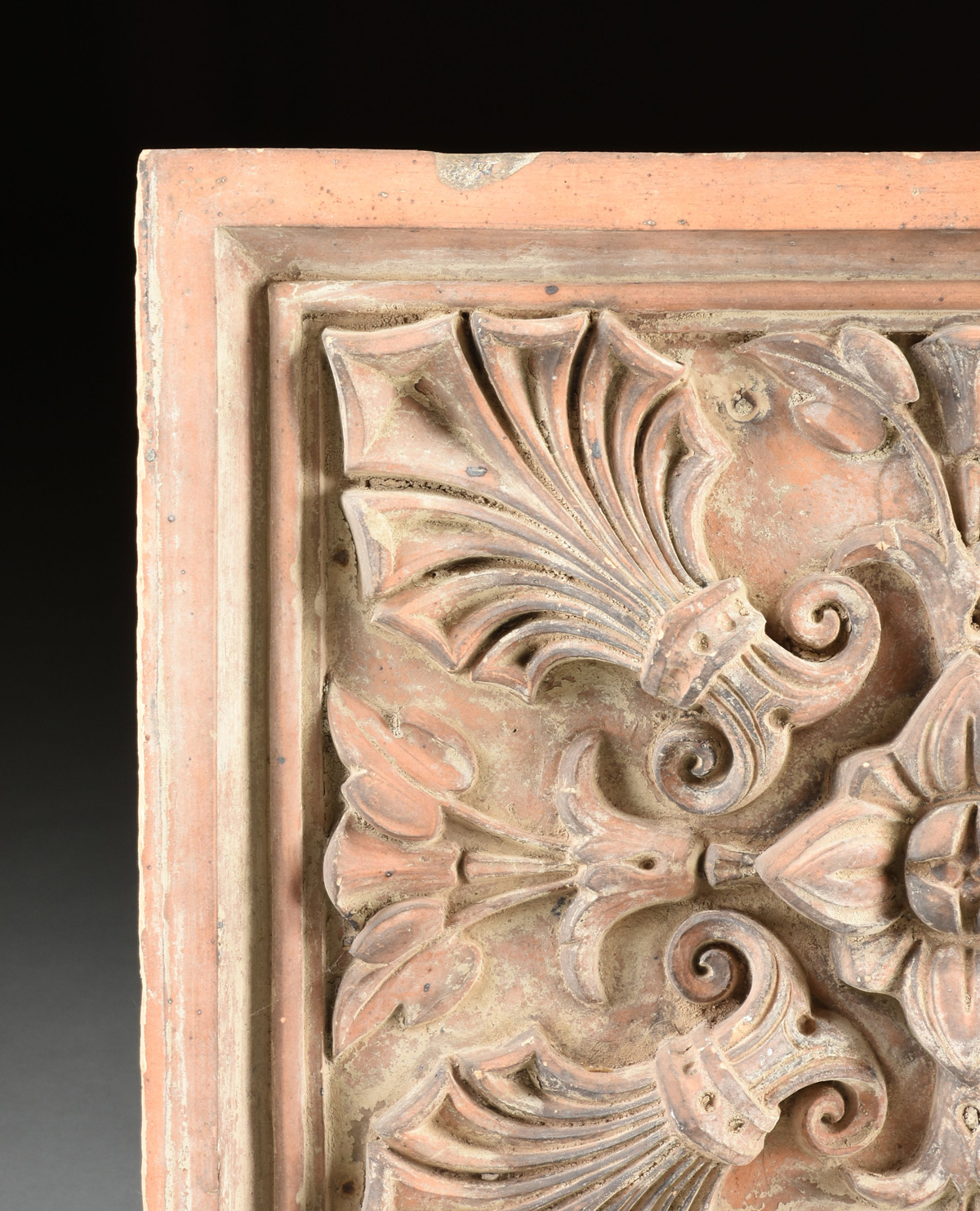 A SET OF FOUR CONTINENTAL ARCHITECTURAL TERRACOTTA RELIEF PANELS, POSSIBLY GERMAN, FIRST HALF 19TH - Image 8 of 10