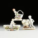 A GROUP OF THREE GERMAN PORCELAIN FIGURAL COMPOTES, MARKED, 20TH CENTURY, comprising a Sitzendorf,