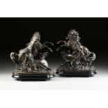 after PHILIPPE POITEVIN (French 1831-1907) A PAIR OF PATINATED METAL EQUESTRIAN GROUPS, "Hippolyta