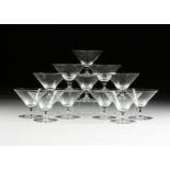 A SET OF TWELVE LOBMEYR ART DECO "AMBASSADOR" SHERBERT STEMWARE, OSWALD HAERDTL, AUSTRIAN,