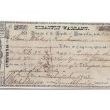 A REPUBLIC OF TEXAS TREASURY WARRANT ISSUED TO SAMUEL WHITING, PRINTER OF LAWS AND JOURNALS FOR