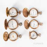 Six American Gold-filled Hunter-case Pocket Watches