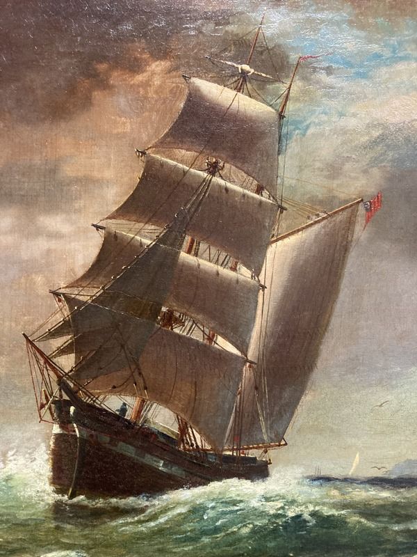 William Formby Halsall (American, 1841-1919) Brigantine and Lightship off the Coast - Image 4 of 6