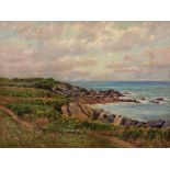 Edmund Elisha Case (American, 1844-1919) Meadow by a Rocky Shore