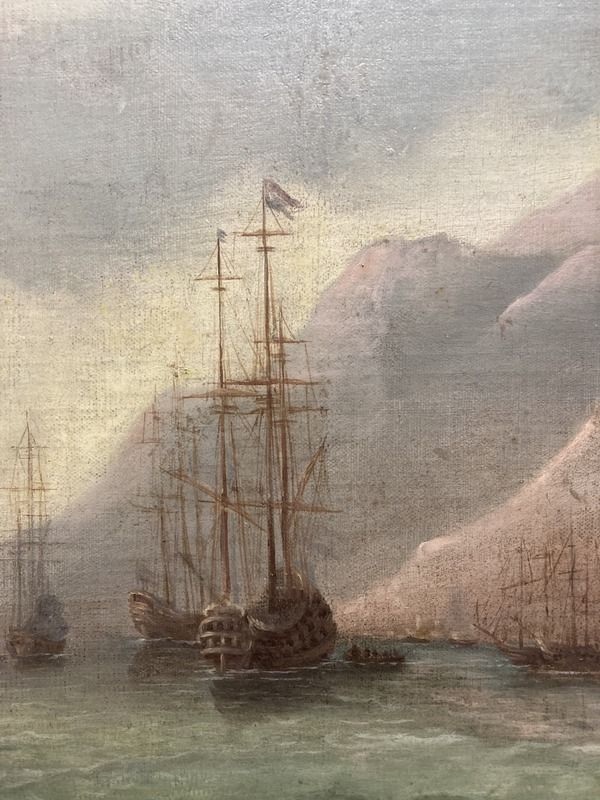 Dutch School, 17th Century Style Dutch Ship Approaching a Mountainous Coast - Image 6 of 7