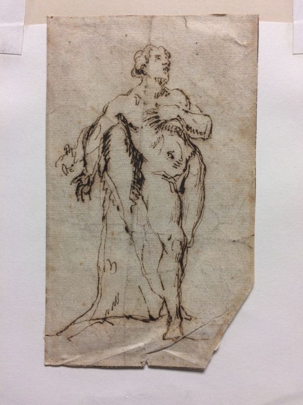 Anglo-Dutch School, 17th Century Standing Male Nude Leaning Against a Tree Trunk - Image 4 of 8