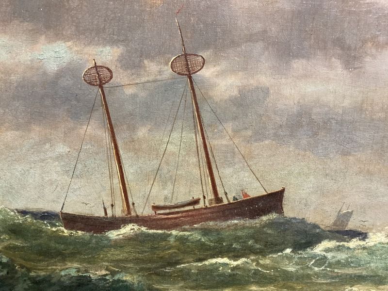 William Formby Halsall (American, 1841-1919) Brigantine and Lightship off the Coast - Image 5 of 6