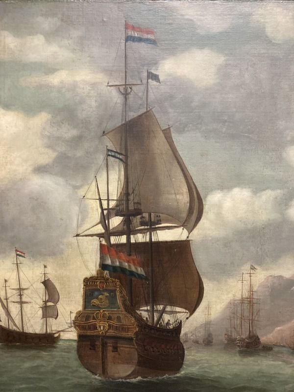 Dutch School, 17th Century Style Dutch Ship Approaching a Mountainous Coast - Image 3 of 7