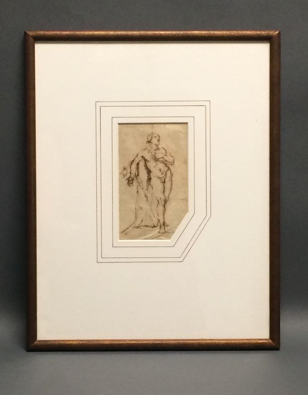 Anglo-Dutch School, 17th Century Standing Male Nude Leaning Against a Tree Trunk - Image 2 of 8