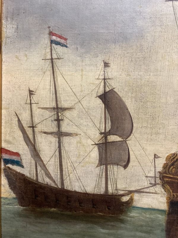 Dutch School, 17th Century Style Dutch Ship Approaching a Mountainous Coast - Image 5 of 7