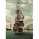 Dutch School, 17th Century Style Dutch Ship Approaching a Mountainous Coast