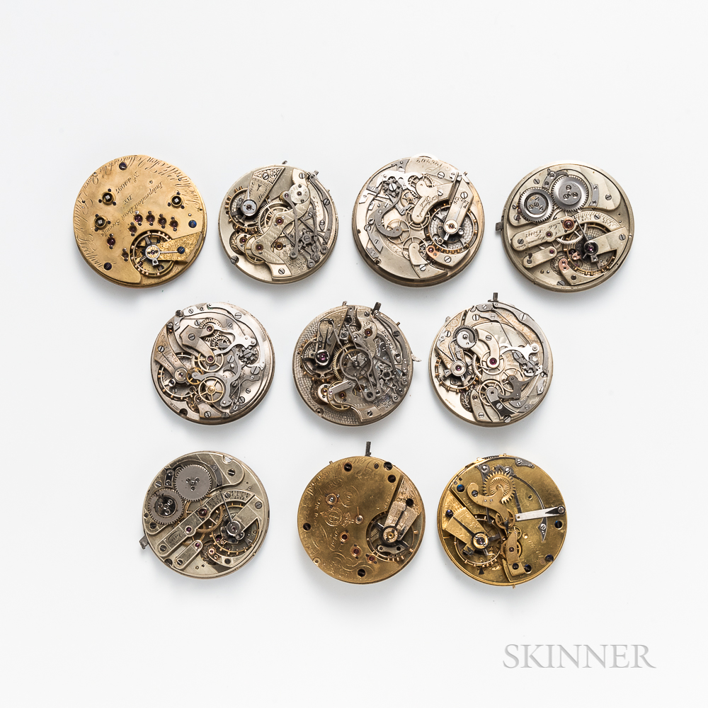 Ten Pocket Watch Movements and Dials, various complications, some signed. - Image 4 of 4