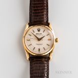 Rolex 14kt Gold Reference 6590/6593 Wristwatch, c. 1955, Bombay lugs, screw-down Oyster crown, ivory