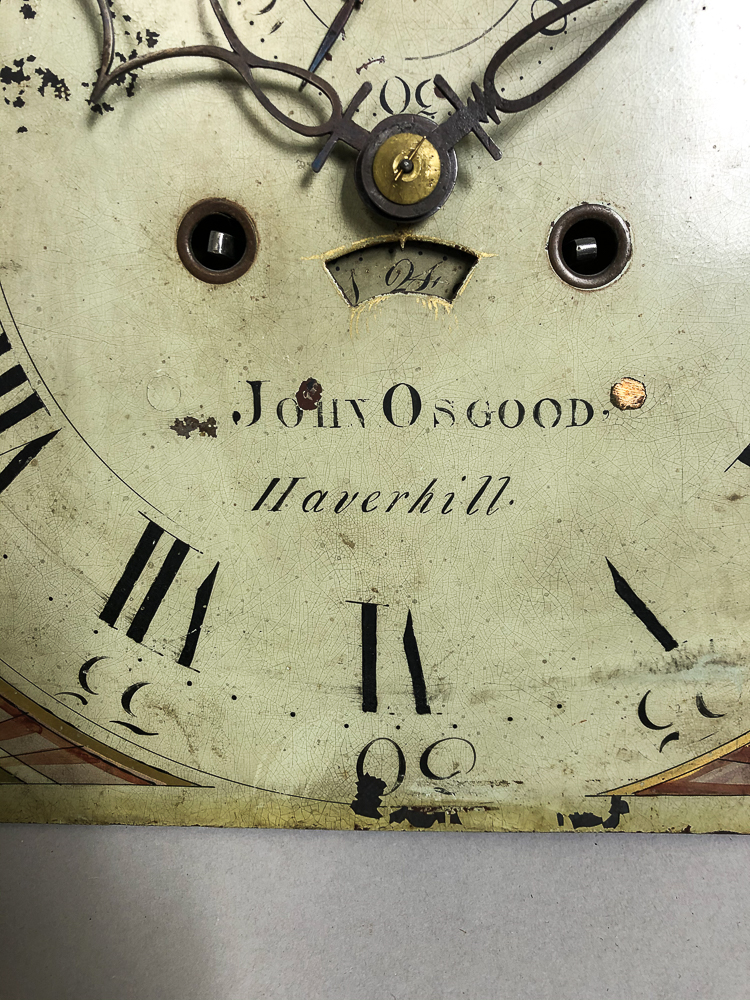 John Osgood Cherry Tall Clock, Haverhill, New Hampshire, c. 1800, fret-top case above the freestandi - Image 22 of 63