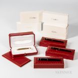 Cartier 18kt Gold 150th Anniversary Mini Roller Ball Pen and Three Others, a "Diabolo de Cartier" ro