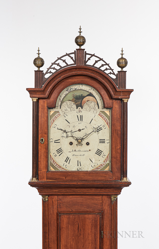 John Osgood Cherry Tall Clock, Haverhill, New Hampshire, c. 1800, fret-top case above the freestandi - Image 15 of 63