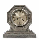 Tiffany & Co. Brushed Silvered Shelf Clock by Chelsea Clock Co., unusually finished octagonal case w