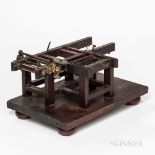 Block or Wall Paper Printing Machine Patent Model, Worcester, Massachusetts, c. 1848, mahogany frame