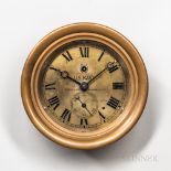 E. Howard & Co. U.S. Navy Deck Clock, no. 265, hinged brass case enclosing the 6 1/4-in. dia. engrav