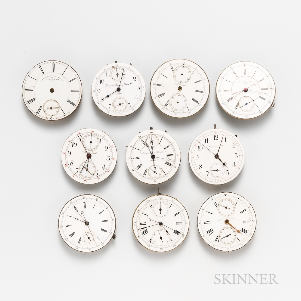 Ten Pocket Watch Movements and Dials, various complications, some signed. - Image 2 of 4