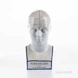 Reproduction L.N. Fowler Ceramic Phrenology Head, 337 Strand, London, cranium divided by ink lines i