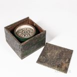 T.S. & J.D. Negus Boxed Compass, New York, c. 1870, green-painted dovetailed case with green-painted