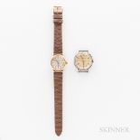 Two Vintage Wristwatches, 14kt gold Movado with two-tone dial and applied Breguet numerals, sweep ce