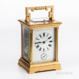 Tiffany & Co. Grand Sonnerie Carriage Clock, France, gilt-brass and beveled glass case, enameled rom