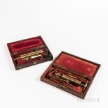 Two 19th Century Cased Enema Sets, both with velvet-lined fitted mahogany cases, wood and bone fitti
