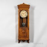 Bundy Time Recorder Wall Clock, Binghamton, New York, oak case with full-length door, upper portion