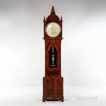 Gothic Mahogany Astronomical Floor Regulator, gothic mahogany veneer case with lancet-top hood and t