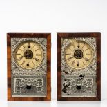 Two New England Clock Co. Cigar Box Clocks, Bristol, Connecticut, mahogany cases with original signe