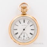 Auguste Saltzman Open-face Watch, beveled crystal above the roman numeral porcelain dial with sunk s