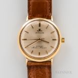 LeCoultre 14kt Gold "Master Mariner" Wristwatch, brushed silvered sunburst dial with applied gilt st