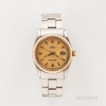 Rolex Two-tone Oyster Perpetual Datejust Reference 6605 Wristwatch, gilt dial with applied indices,