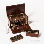 Header & Riches Apothecary or Medicine Traveling Chest, c. 1840-50, inset brass handle located on th