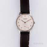 IWC "Oversized" Stainless Steel Wristwatch, c. 1950s, ivory-tone dial with applied gilt arabic numer