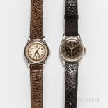 Two Early Manual-wind Wristwatches, one marked on dial "Rolex Observatory," with red 24-hour marking