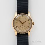 Longines 18kt Gold Wristwatch, c. 1950s, sector or two-tone dial with applied gilt arabic numerals,