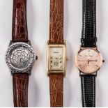 Three Contemporary Wristwatches, a 14kt rose gold Lucien Piccard; a sterling Silver John Hardy for A
