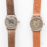 Two Illinois Watch Co. "Major" Wristwatches, a two-tone example with engraved bezel, the other with