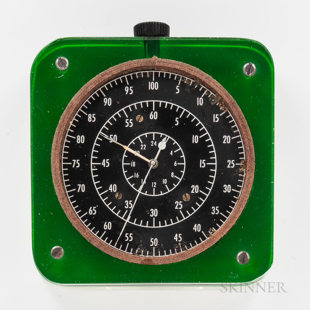 Hamilton 4992B U.S. Government Observatory Watch, colorless and green Plexiglas case housing the 2 3